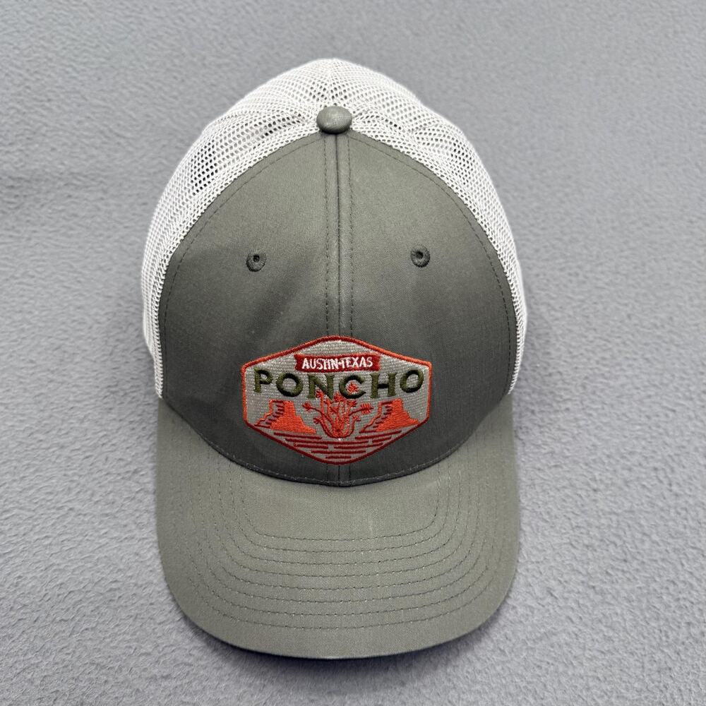 Poncho Outdoors Hat Cap Snap Back Olive Green Trucker Patch Mens Austin Texas